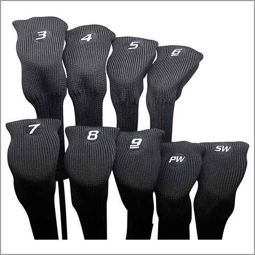 Majek All Hybrid Golf Club Black Sleek Tight Fit Headcover Set and Individual #3-SW Acrylic Head Covers