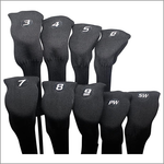 Majek All Hybrid Golf Club Black Sleek Tight Fit Headcover Set and Individual #3-SW Acrylic Head Covers