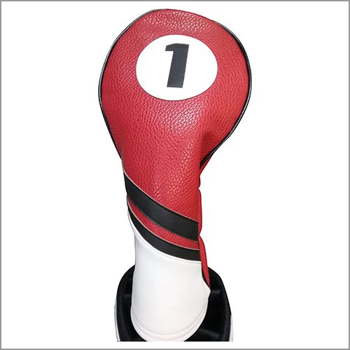 Majek Retro Golf Headcover Red Black and White Vintage Leather Style 1 Driver Head Cover Fits 460cc Drivers
