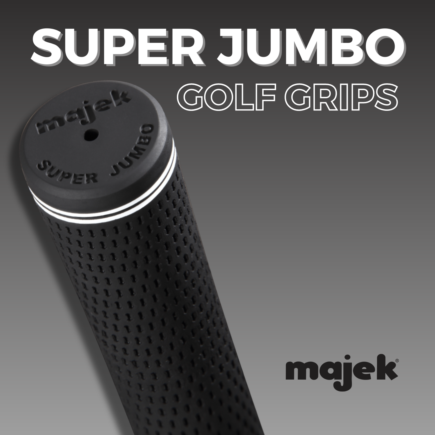 Grip Kit: Tape + Clamp Majek Golf Club Grips Super Jumbo Extra Large Tour 360 Degree Black - NO LOGO - Round .600 Extra Large XL XXL Great for Tall Golfers with Big Hands - Premium Rubber Golf Grips -High Traction