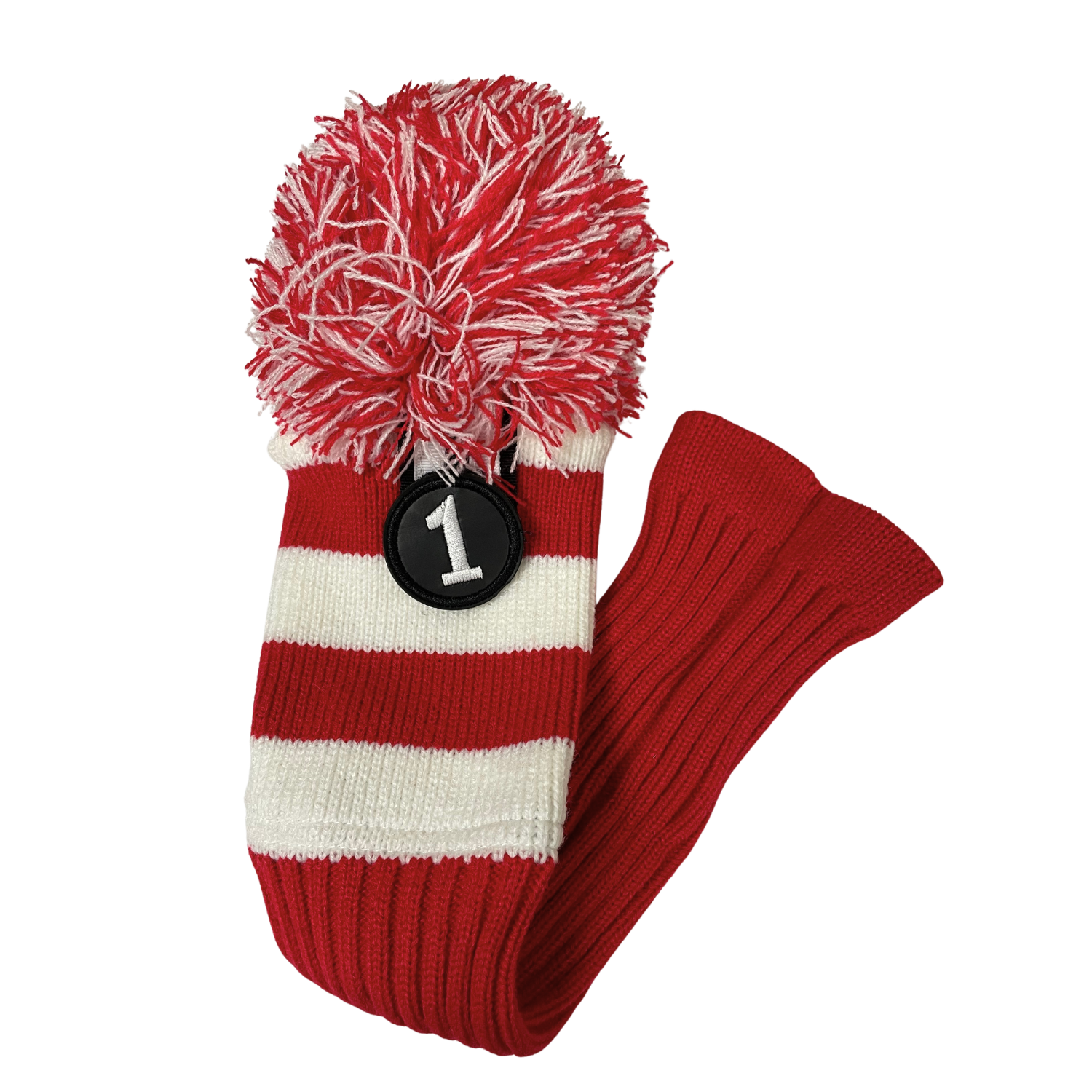 Majek Golf Club 1 3 5 White and Red Limited Edition Driver and Fairway Wood Head Covers Fits 460cc Drivers Tour Knit Retro Vintage Pom Classic Headcovers