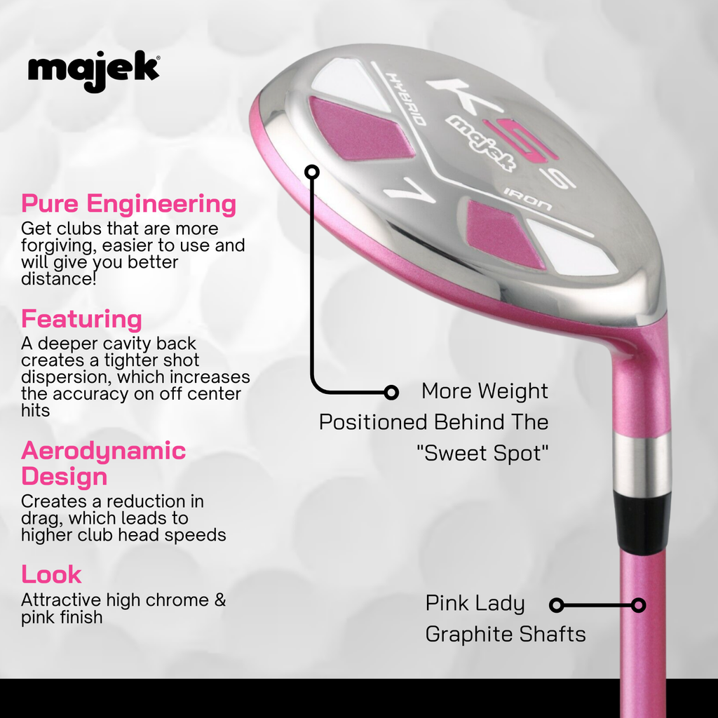 Majek K5s Pink Ladies Golf Hybrids Irons Set Womens All True