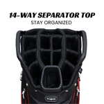 Majek Premium Black with Red Trim Golf Bag 9.5 inch 14-Way Friendly Separator Top with Putter Sleeve