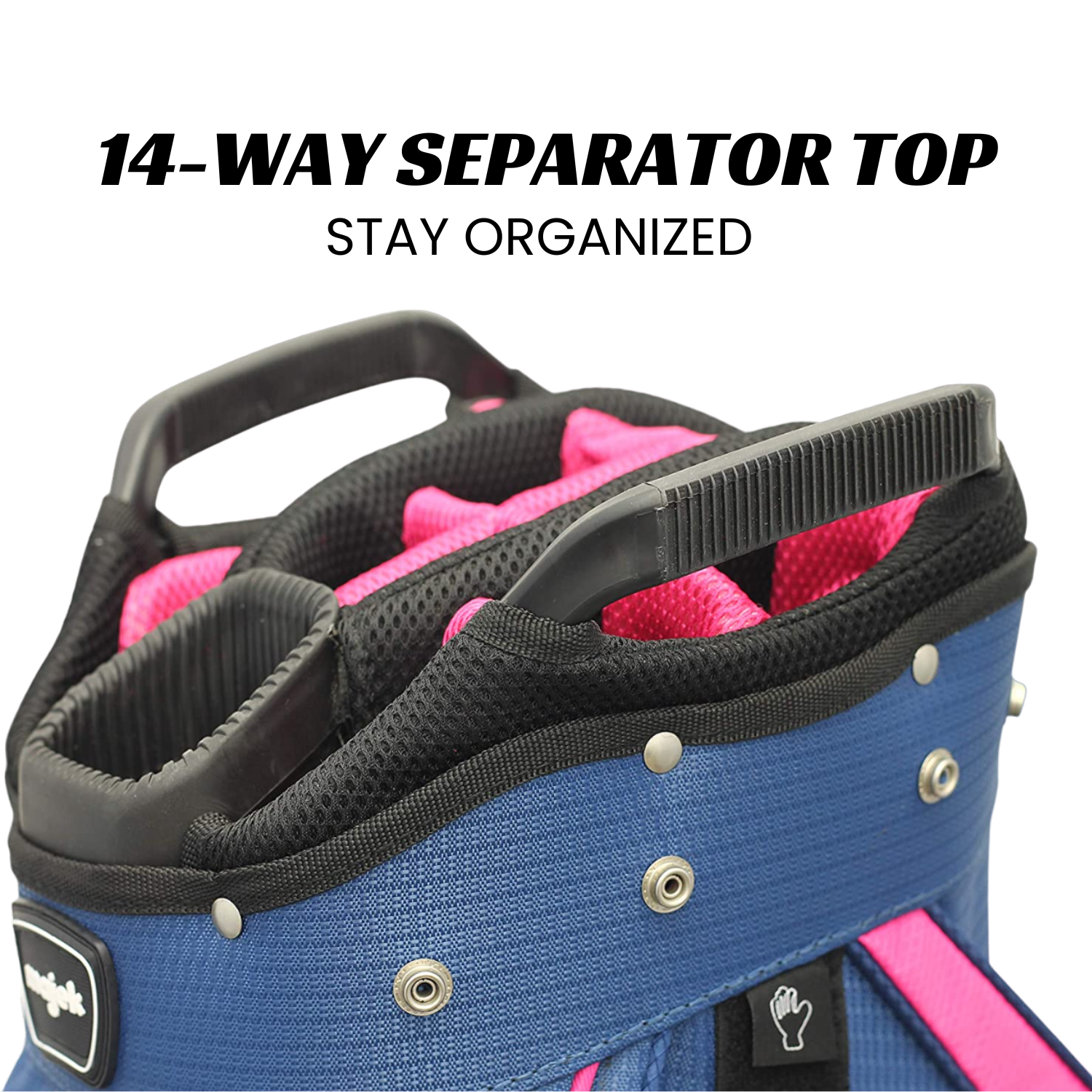 Majek Premium Navy Blue Pink Golf Bag 9.5 inch 14-Way Friendly Separator Top with Putter Sleeve
