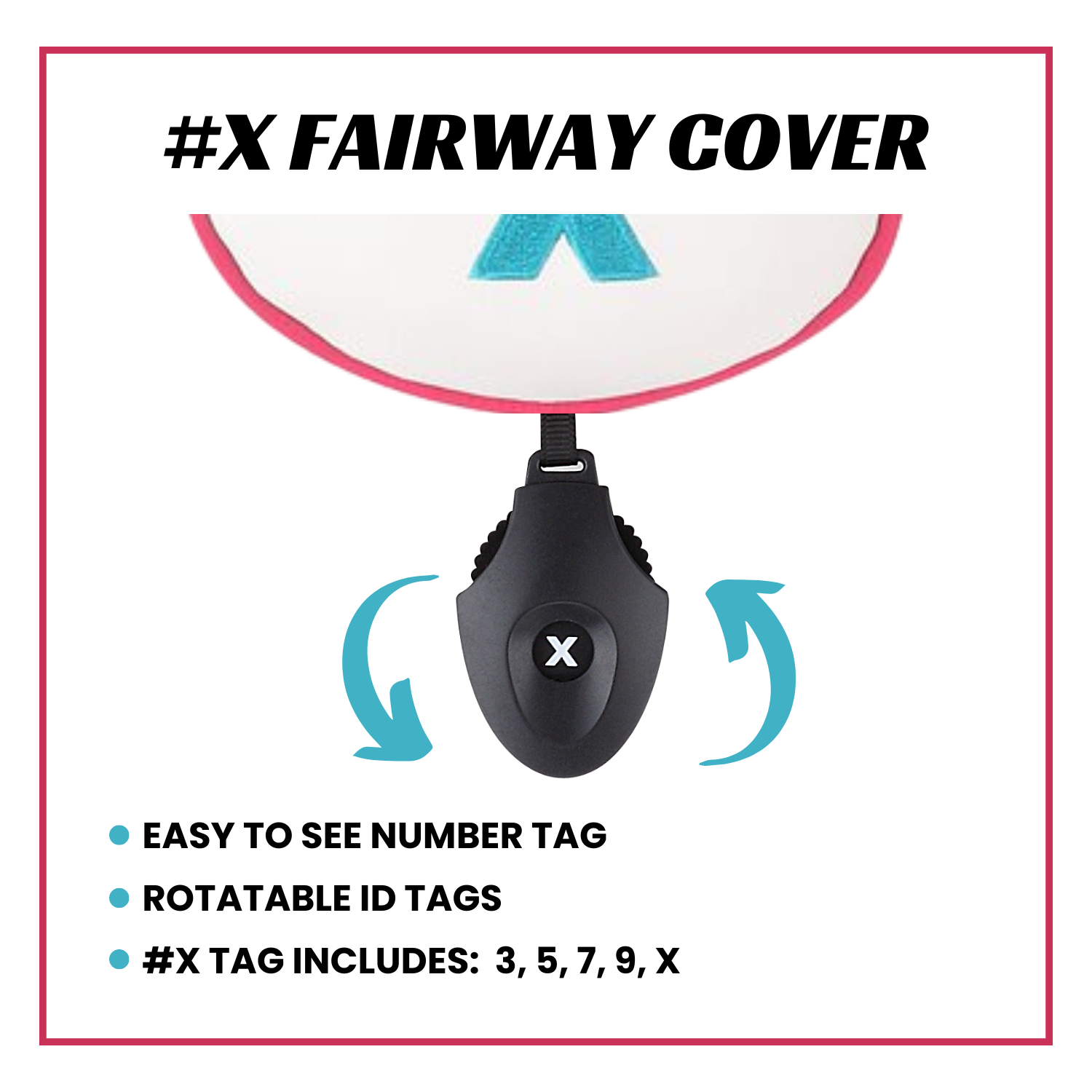 Majek Golf Clubs Premium Protective Pink Teal White and Black Head Covers