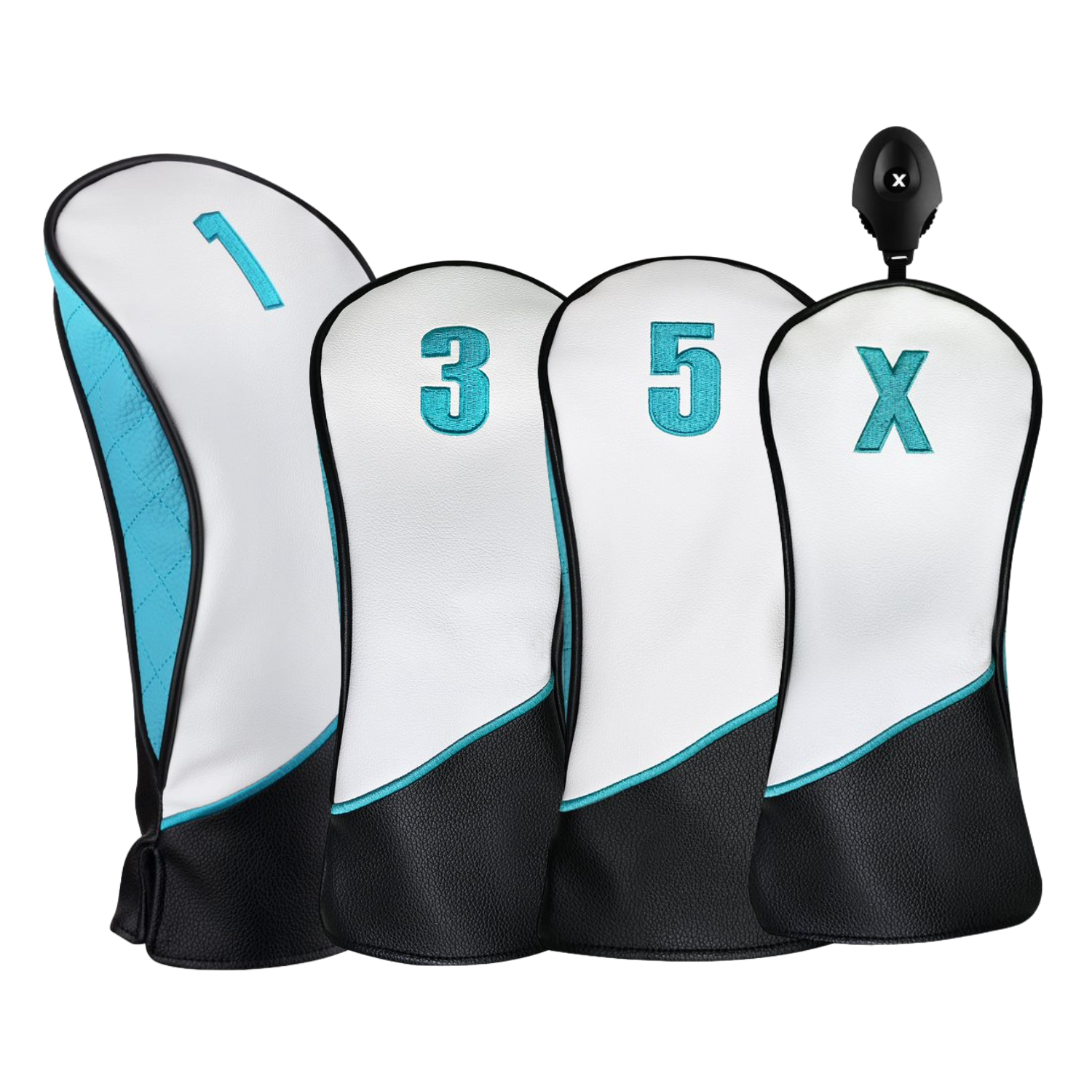 Majek Golf Clubs Premium Protective Teal White and Black Head Covers