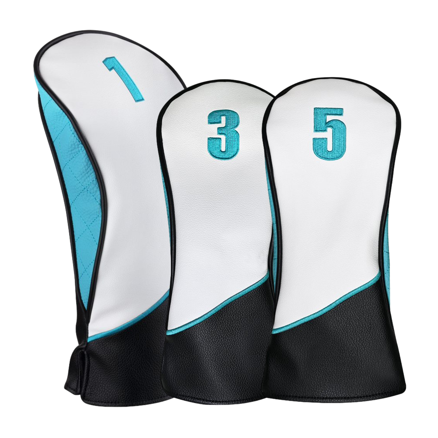 Majek Golf Clubs Premium Protective Teal White and Black Head Covers
