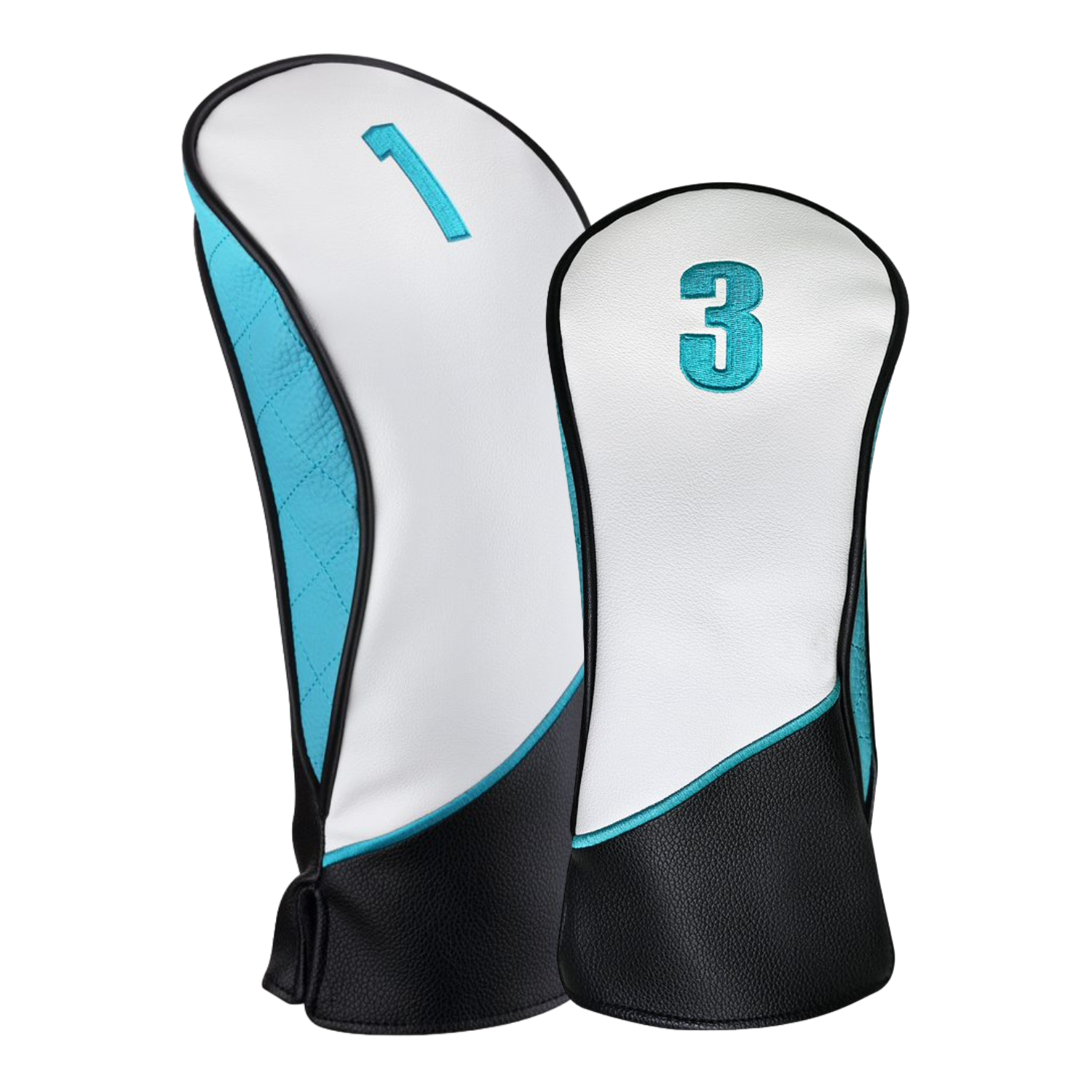Majek Golf Clubs Premium Protective Teal White and Black Head Covers