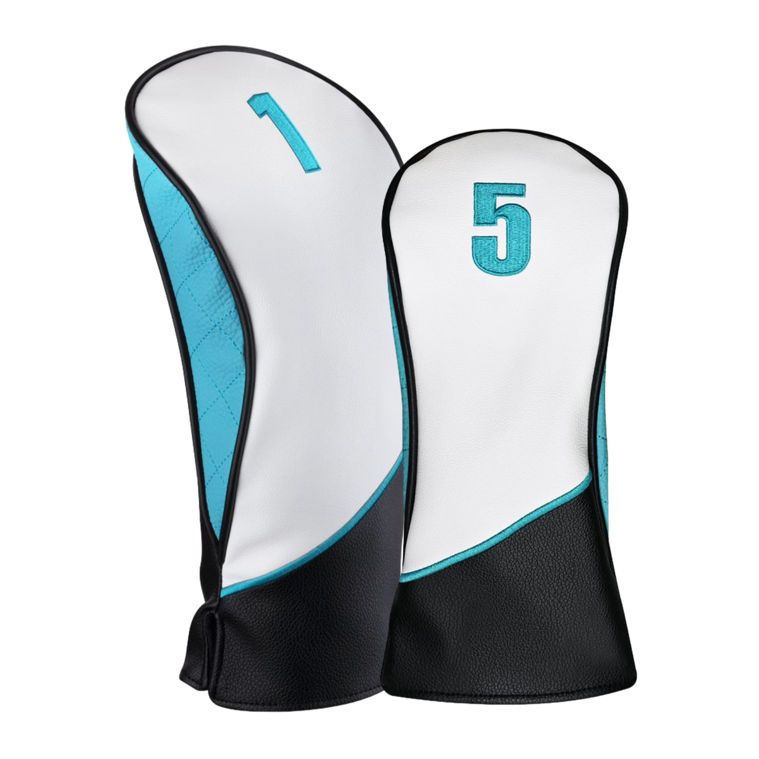 Majek Golf Clubs Premium Protective Teal White and Black Head Covers