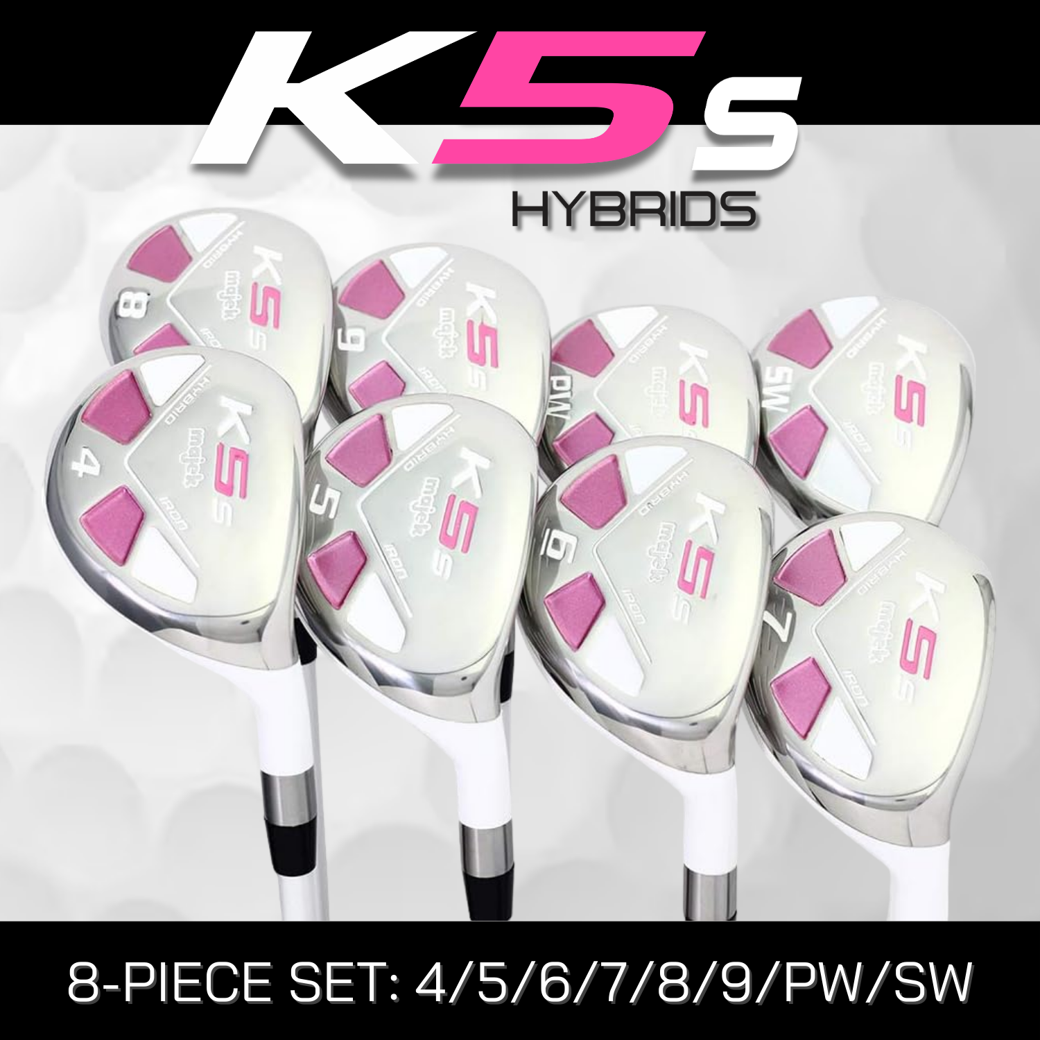 Majek K5s Pearl Ladies Golf Hybrids Irons Set Womens All True Hybrid Ultra Light Weight Forgiving Includes 4-SW