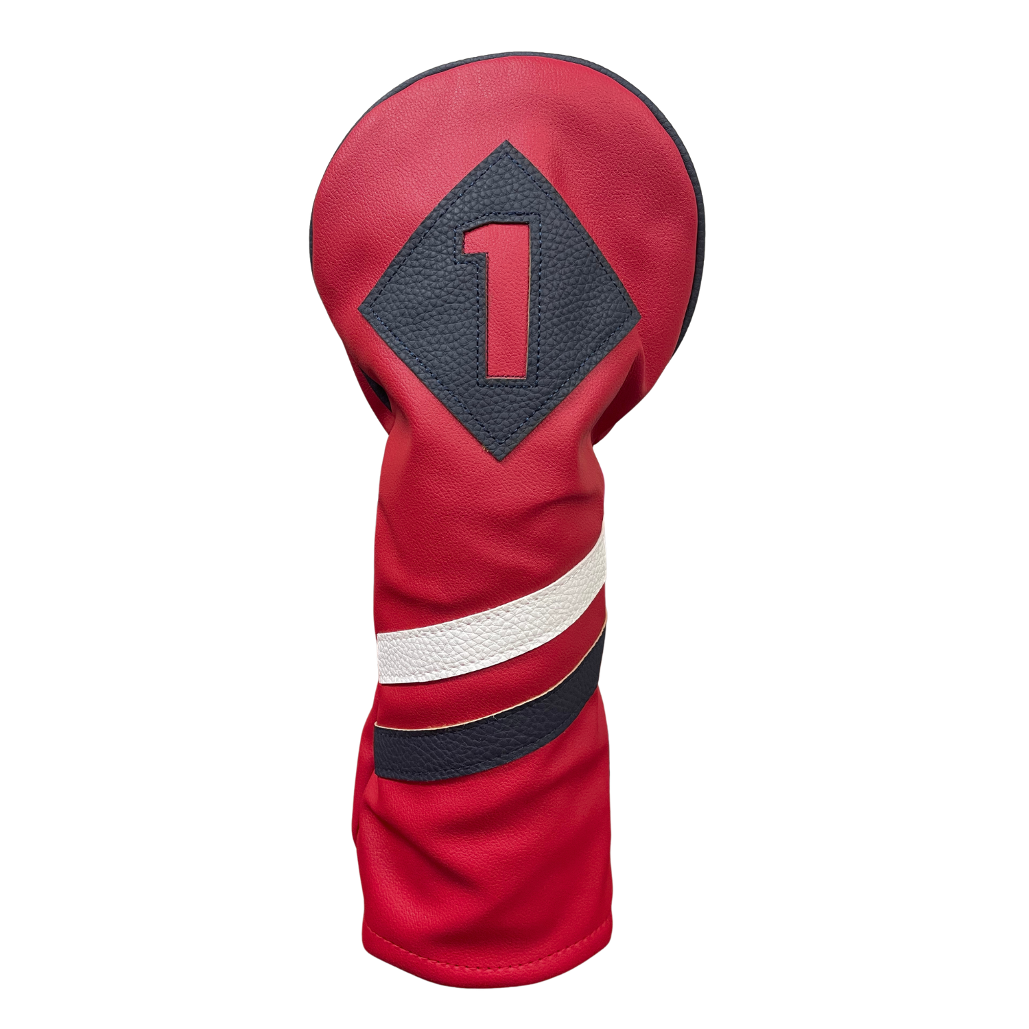 Majek Retro Golf Headcovers Red with White and Blue Stripe Vintage Leather Style 1 3 H Driver Fairway and Hybrid Head Covers Fits 460cc Drivers Classic Look