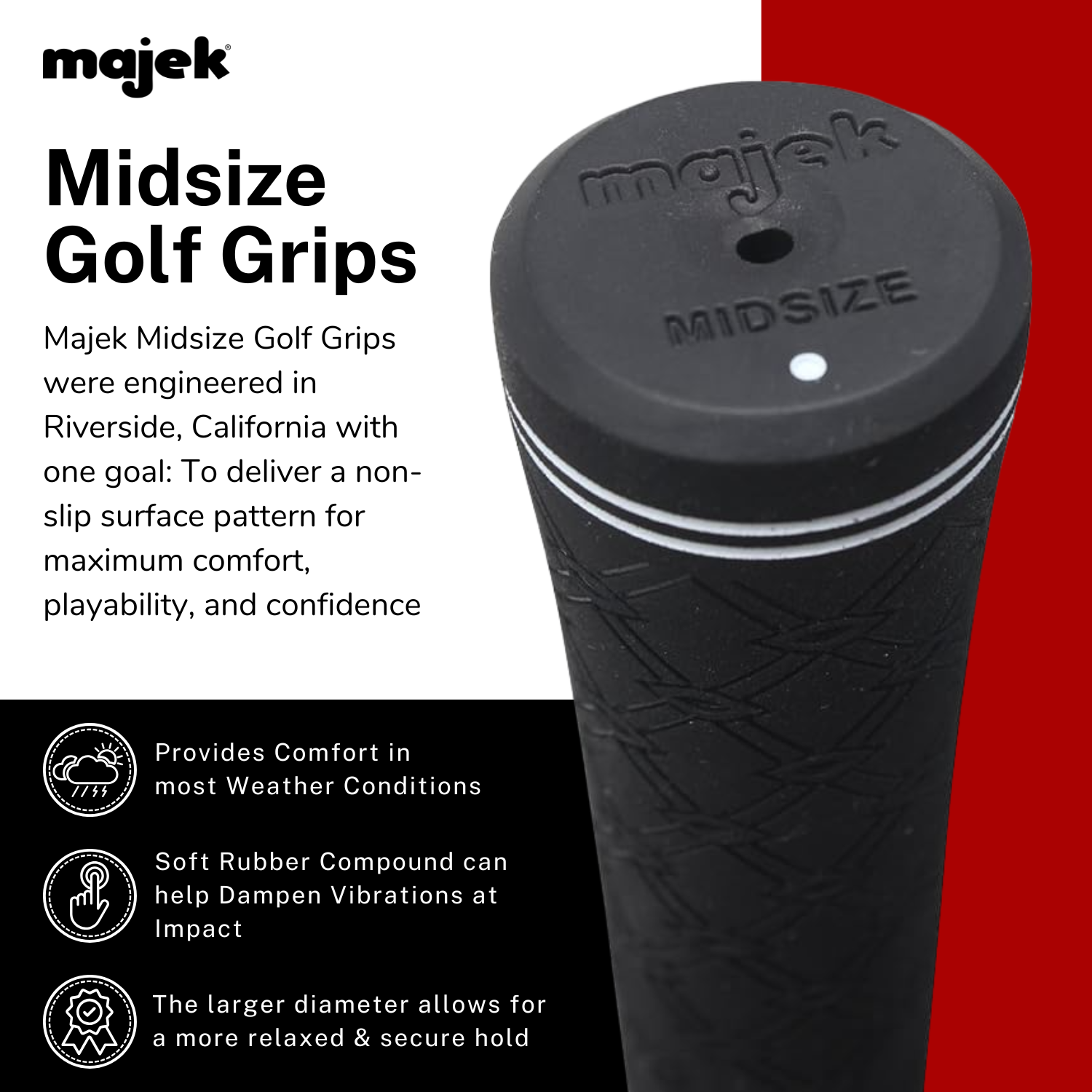 Majek Men's Black Midsize Tour Pro 13 Piece Grip Set