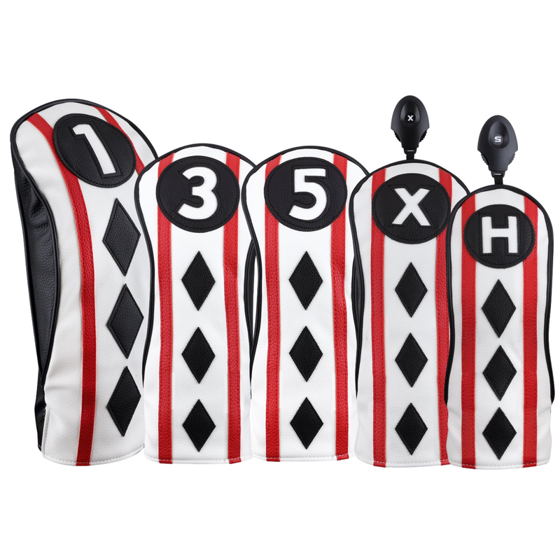 Majek Golf Clubs Club Premium Poker Diamond Protective Hand Made Black Red White Head Covers