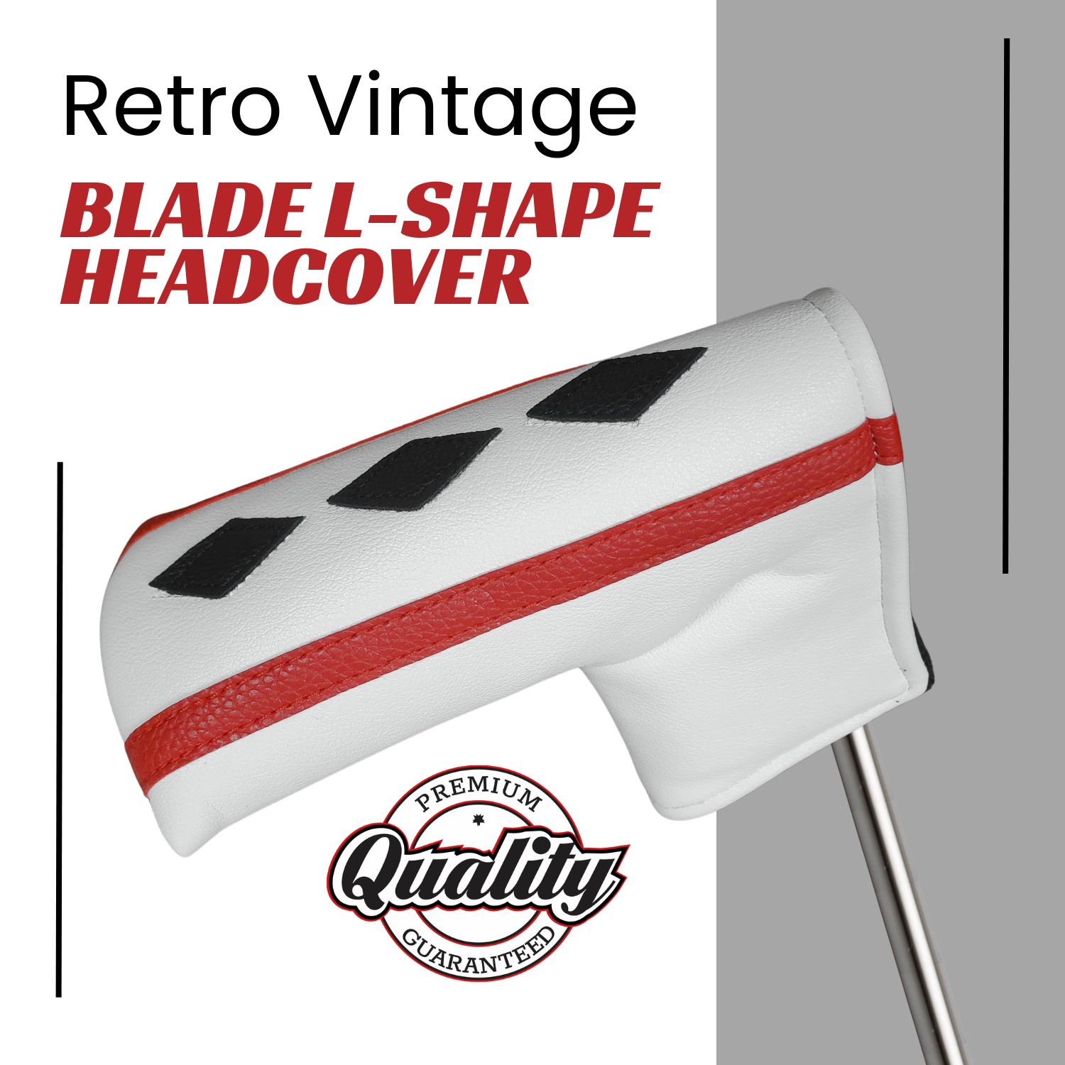 Majek Poker Black Diamond Retro Vintage L-Shape Blade Style Putter Head Cover