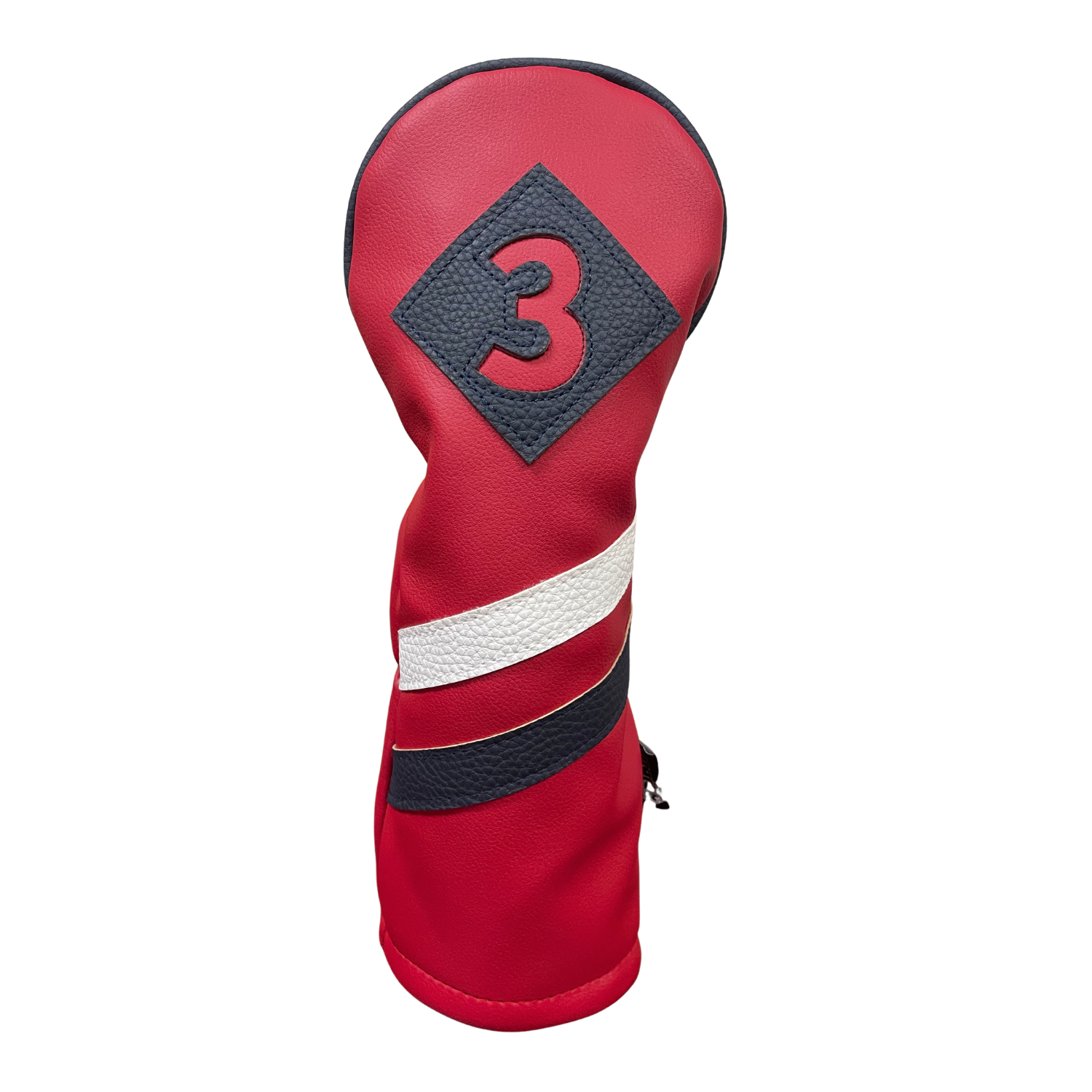 Majek Retro Golf Headcovers Red with White and Blue Stripe Vintage Leather Style 1 3 H Driver Fairway and Hybrid Head Covers Fits 460cc Drivers Classic Look
