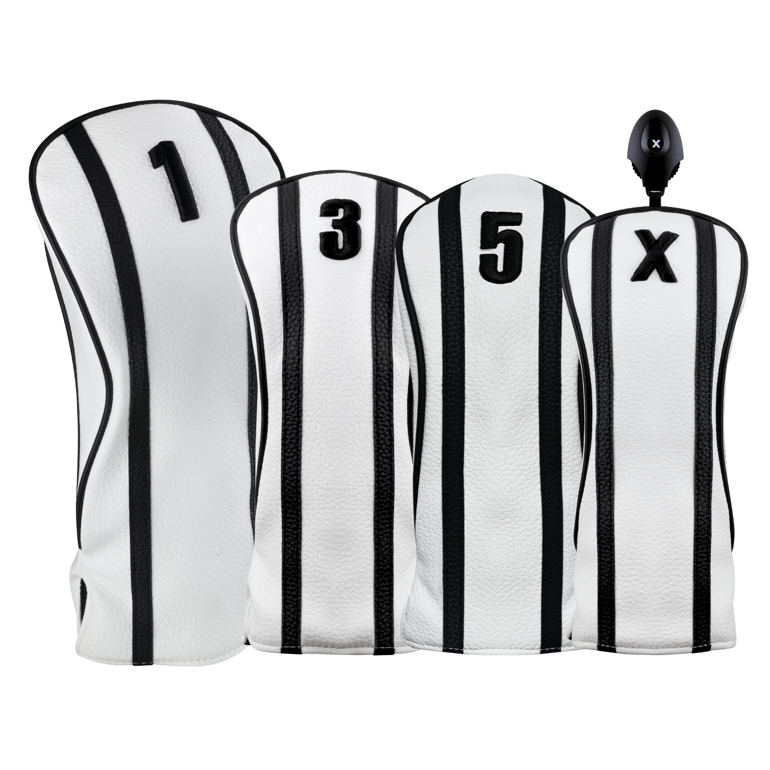 Majek Golf Clubs Premium Protective White & Black Head Covers