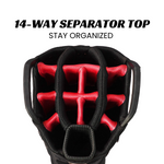 Majek Premium Black Red Charcoal Golf Bag 9.5 inch 14-Way Friendly Separator Top with Putter Sleeve