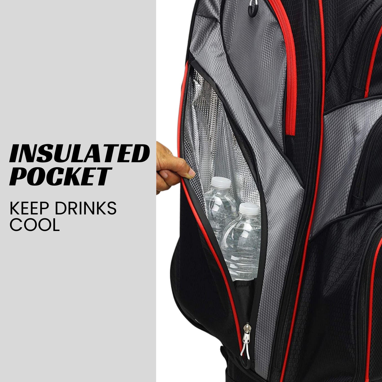 Majek Premium Black Red Charcoal Golf Bag 9.5 inch 14-Way Friendly Separator Top with Putter Sleeve