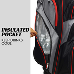 Majek Premium Black Red Charcoal Golf Bag 9.5 inch 14-Way Friendly Separator Top with Putter Sleeve