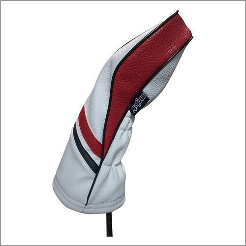 Majek Retro Golf Headcover White Red and Black Vintage Leather Style 1 Driver Head Cover Fits 460cc Drivers
