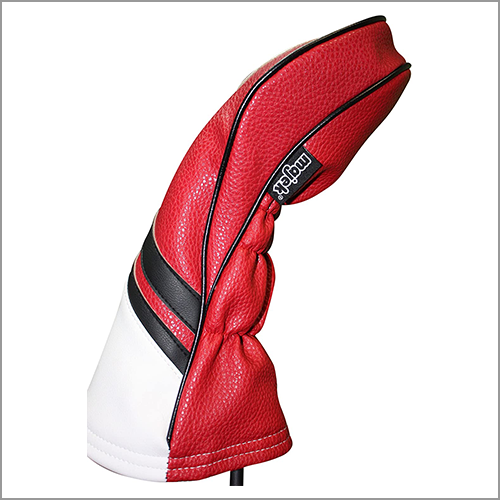 Majek Retro Golf Headcover Red Black and White Vintage Leather Style 1 Driver Head Cover Fits 460cc Drivers