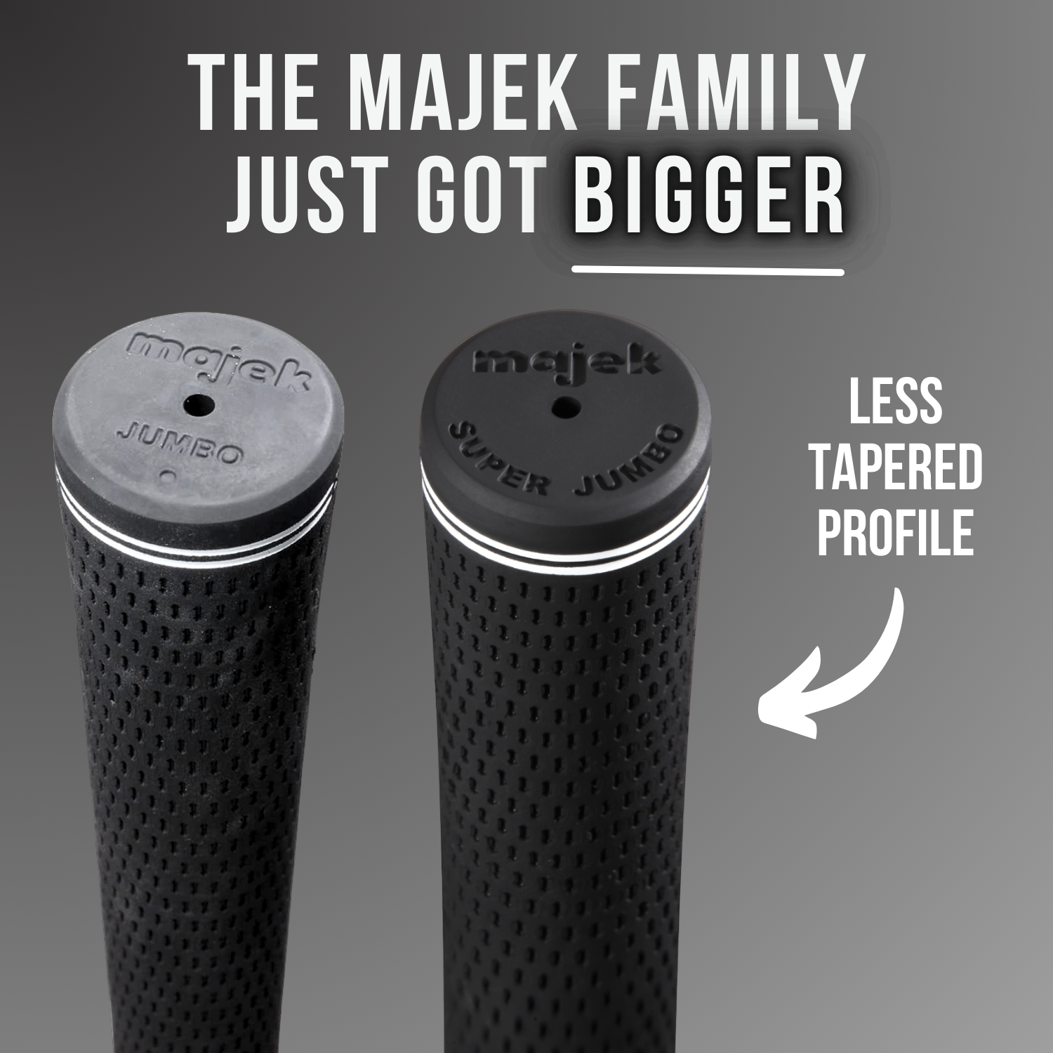 Grip Kit: Tape + Clamp Majek Golf Club Grips Super Jumbo Extra Large Tour 360 Degree Black - NO LOGO - Round .600 Extra Large XL XXL Great for Tall Golfers with Big Hands - Premium Rubber Golf Grips -High Traction