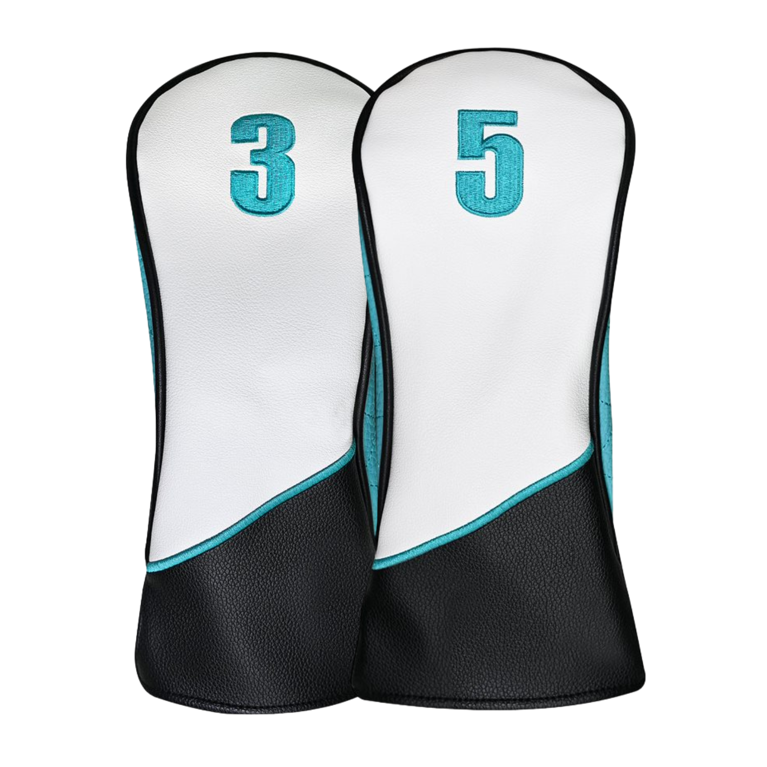 Majek Golf Clubs Premium Protective Teal White and Black Head Covers
