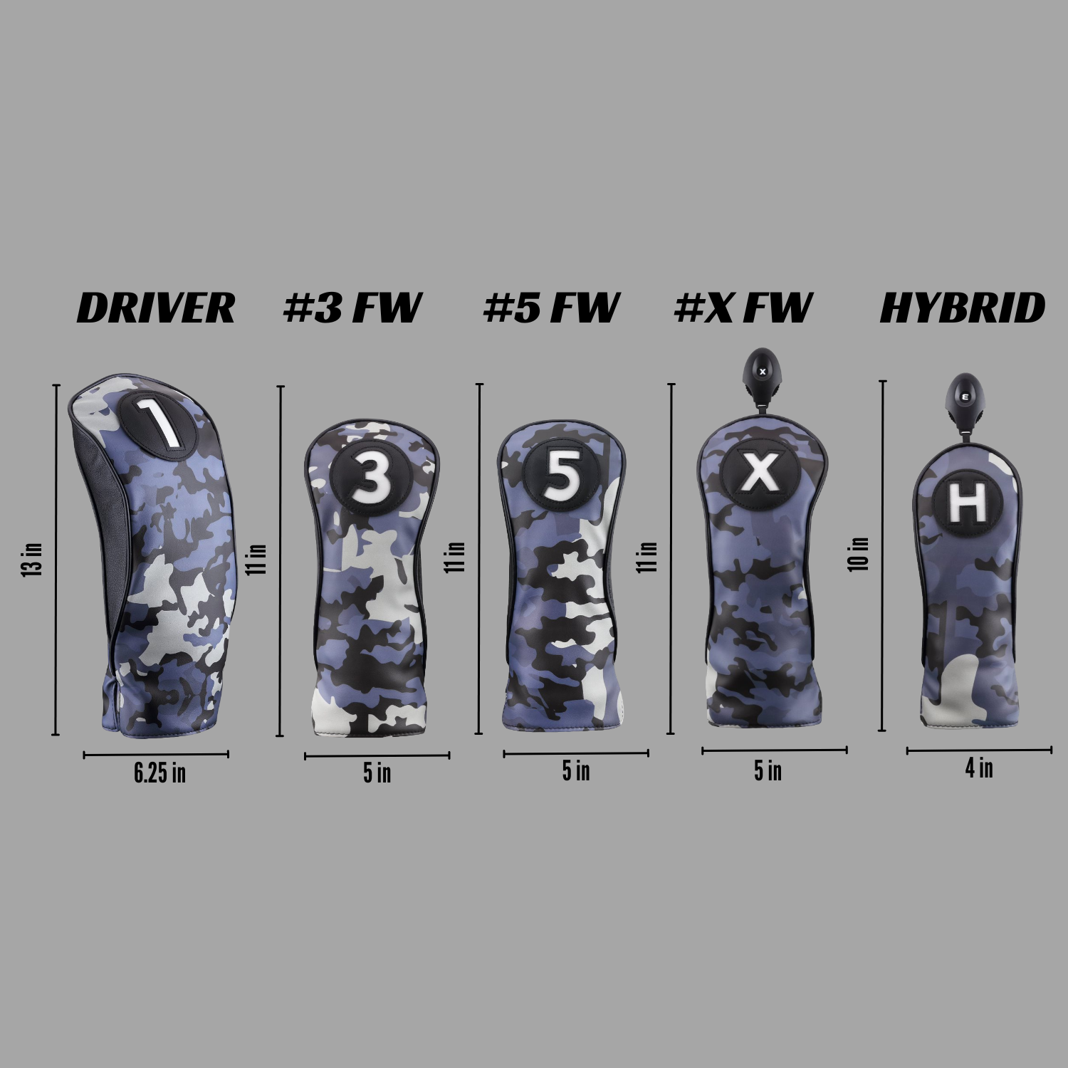 Majek Black and Blue Camo Head Covers