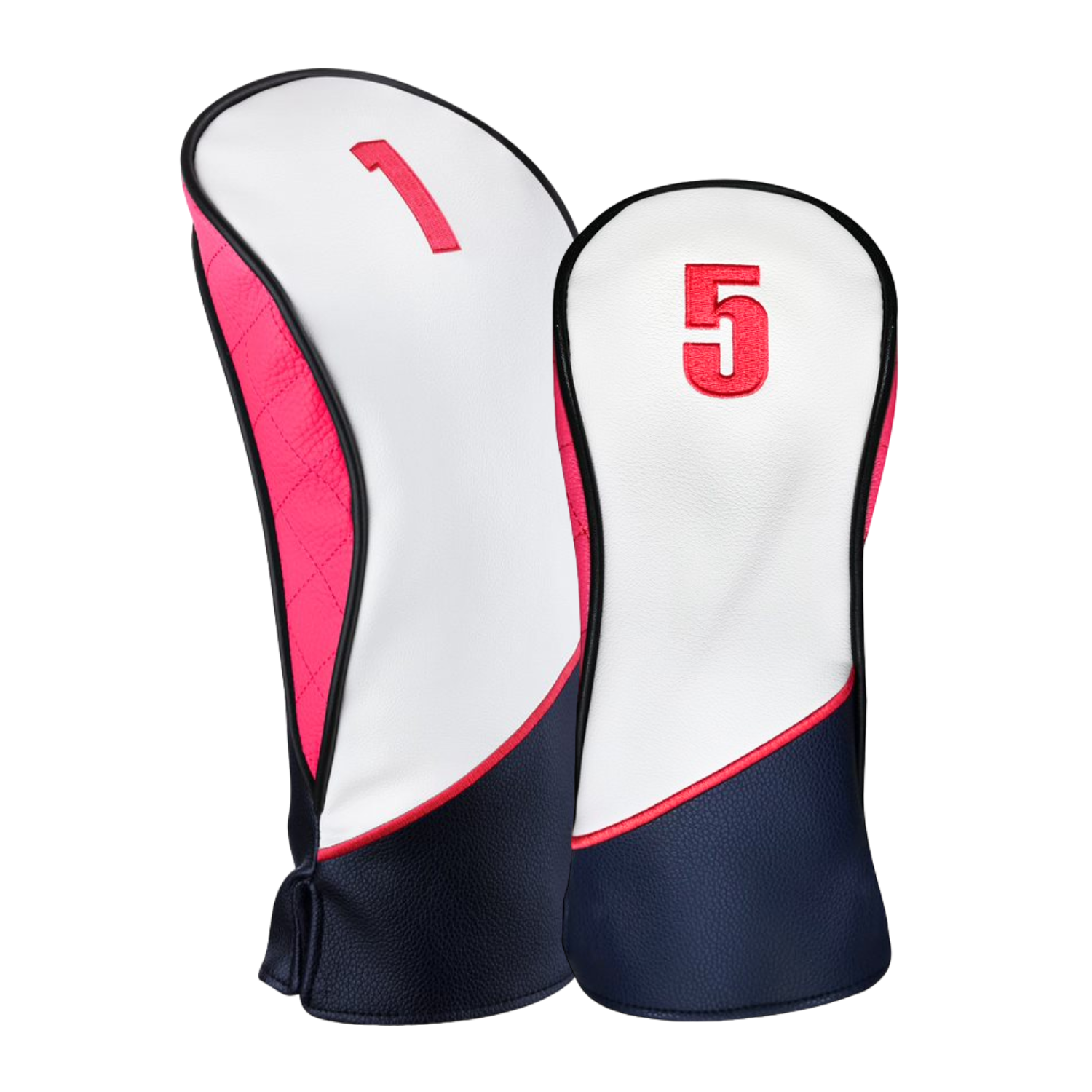Majek Golf Clubs Premium Protective Navy Blue, Pink, White & Black Head Covers