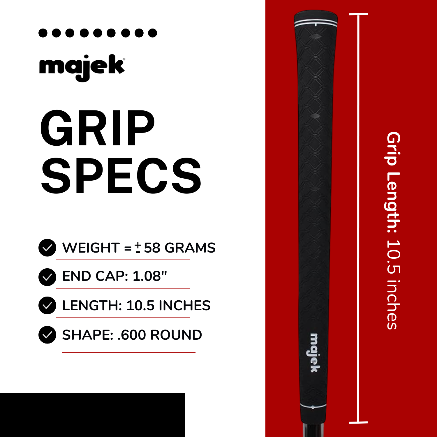 Majek Men's Black Midsize Tour Pro 13 Piece Grip Set