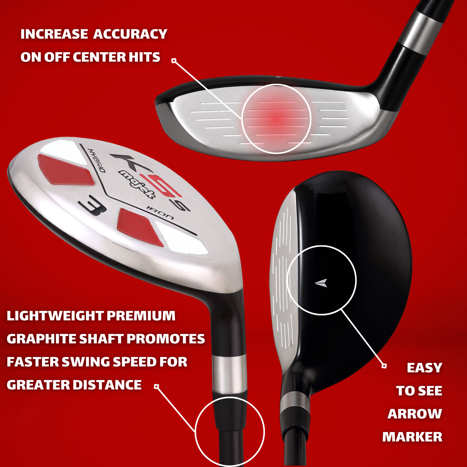Tall XL Golf All True Hybrids Majek +1" Longer Than Standard Length (3-PW) Set All Complete Full Set Right Handed