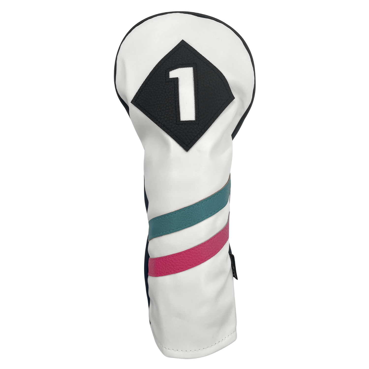 Majek Golf Vintage Headcovers White Seafoam Teal Pink Stripe Premium Retro Leather Style 1 3 5 X H Driver Fairway Hybrid Head Covers Fits 460cc Drivers & Modern Metal Woods
