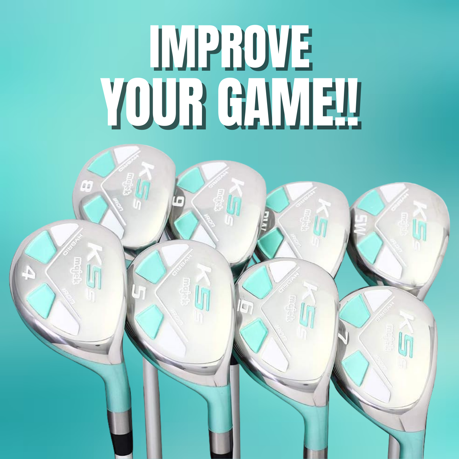 Majek K5s Teal Ladies Golf Hybrids Irons Set Womens All True Hybrid Ultra Light Weight Forgiving Includes 4-SW