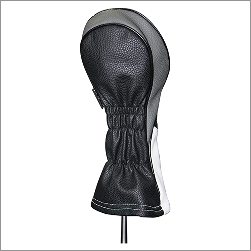 Majek Golf Headcovers Black and White Leather Style Driver Fairway Hybrid Head Covers Fits 460cc Drivers