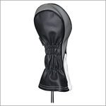Majek Golf Headcovers Black and White Leather Style Driver Fairway Hybrid Head Covers Fits 460cc Drivers