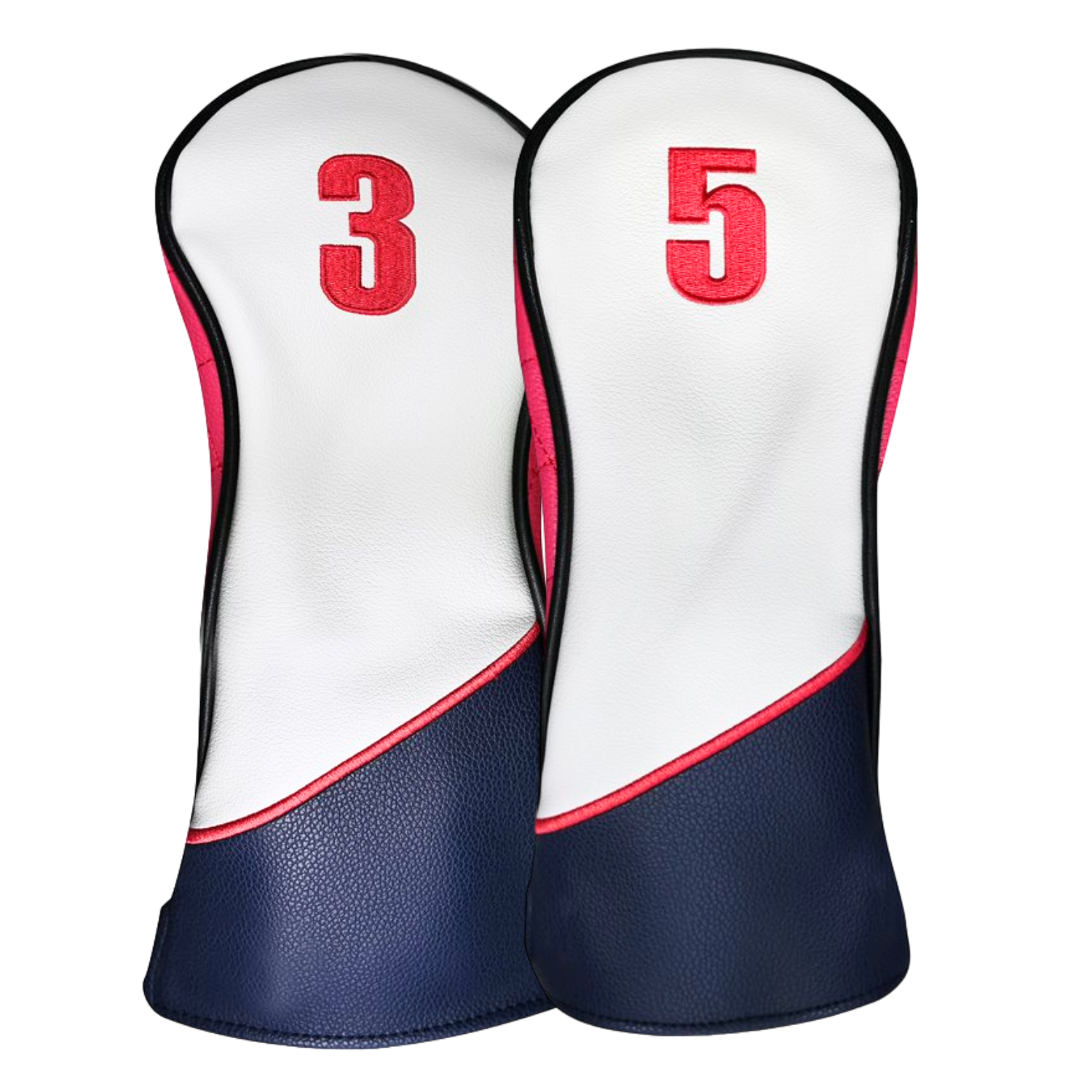 Majek Golf Clubs Premium Protective Navy Blue, Pink, White & Black Head Covers
