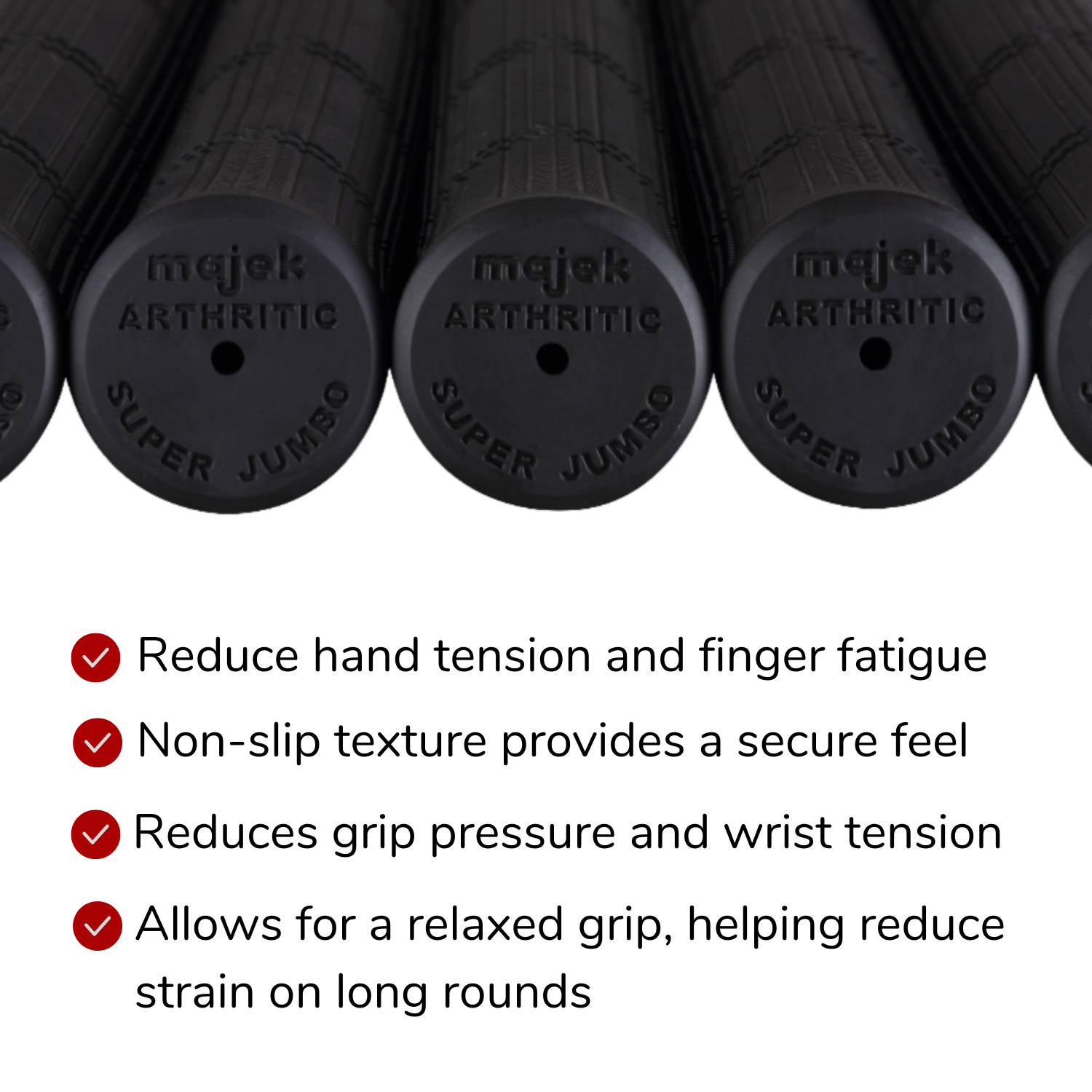 Majek Golf Club Grips Super Jumbo Arthritic Extra Large Tour 360 Degree Black - NO LOGO - Round .600 Extra Large XL XXL Great for Senior Golfers with Big Hands - Premium Rubber Golf Grips - 13 Pack High Traction Arthritic Grips