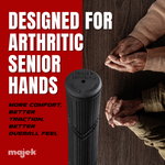 Majek Golf Club Grips Super Jumbo Arthritic Extra Large Tour 360 Degree Black - NO LOGO - Round .600 Extra Large XL XXL Great for Senior Golfers with Big Hands - Premium Rubber Golf Grips - 13 Pack High Traction Arthritic Grips