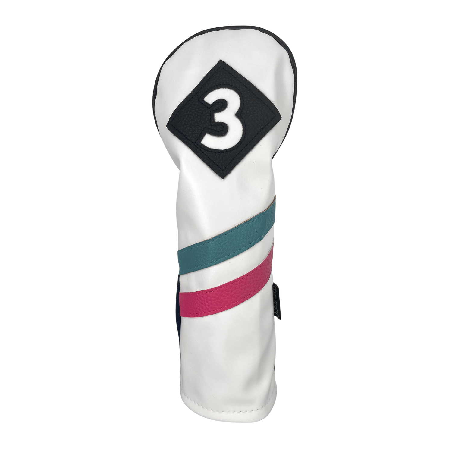 Majek Golf Vintage Headcovers White Seafoam Teal Pink Stripe Premium Retro Leather Style 1 3 5 X H Driver Fairway Hybrid Head Covers Fits 460cc Drivers & Modern Metal Woods