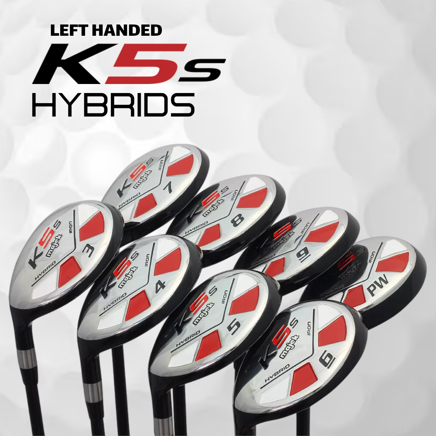 Left Handed Majek Golf K5 Mens Regular All True Hybrid Clubs Complete Full Hybrid Set Includes #3,4,5,6,7,8,9,PW + Headcover Set & Majek Golf Hat