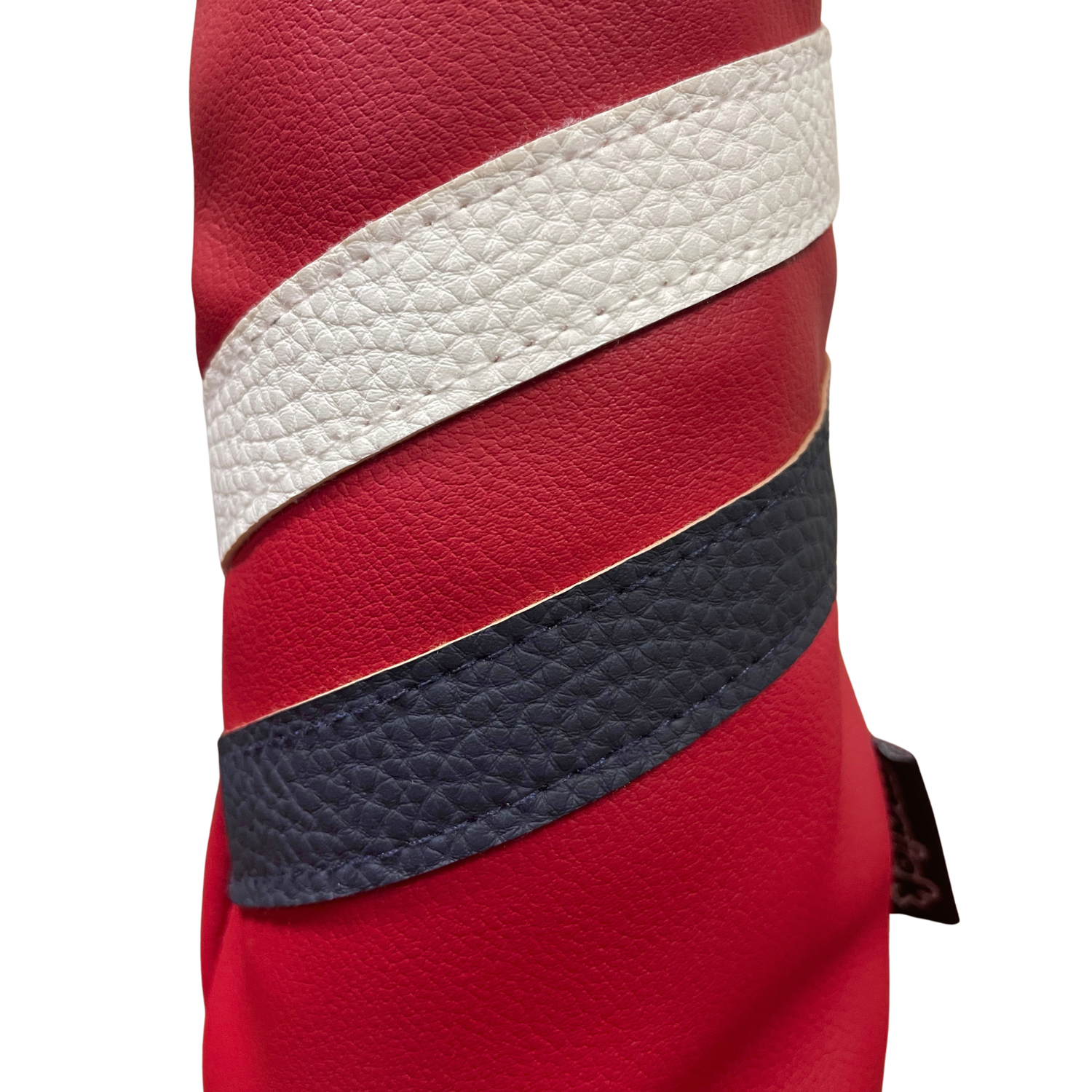 Majek Retro Golf Headcovers Red with White and Blue Stripe Vintage Leather Style 1 3 H Driver Fairway and Hybrid Head Covers Fits 460cc Drivers Classic Look