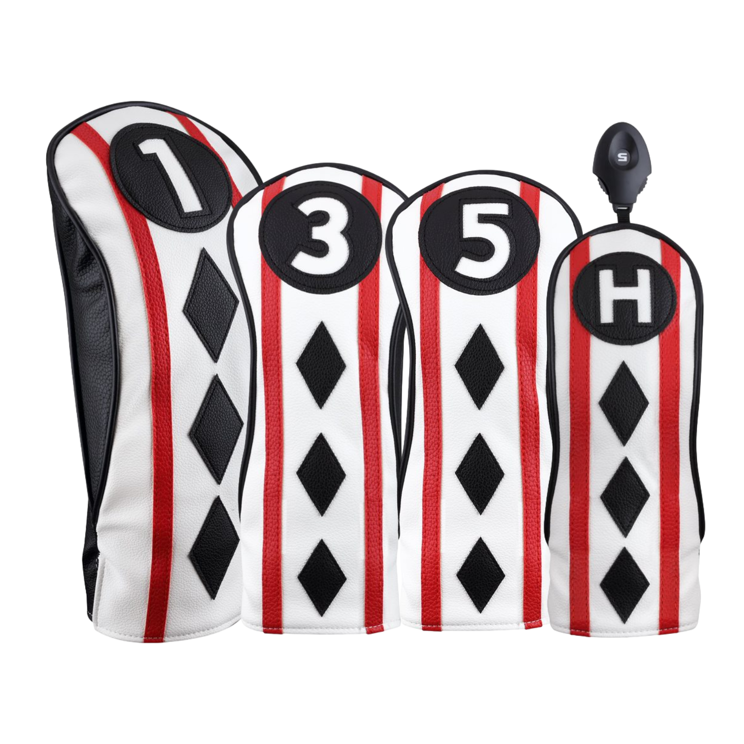 Majek Golf Clubs Club Premium Poker Diamond Protective Hand Made Black Red White Head Covers
