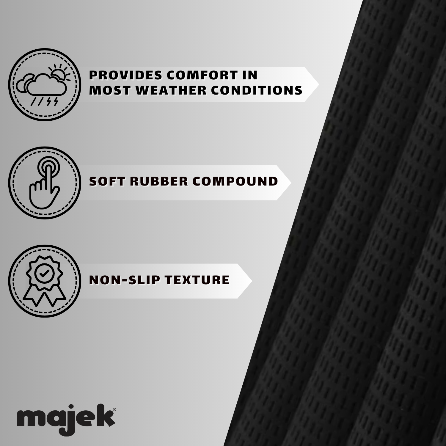 Grip Kit: Tape + Clamp Majek Golf Club Grips Super Jumbo Extra Large Tour 360 Degree Black - NO LOGO - Round .600 Extra Large XL XXL Great for Tall Golfers with Big Hands - Premium Rubber Golf Grips -High Traction
