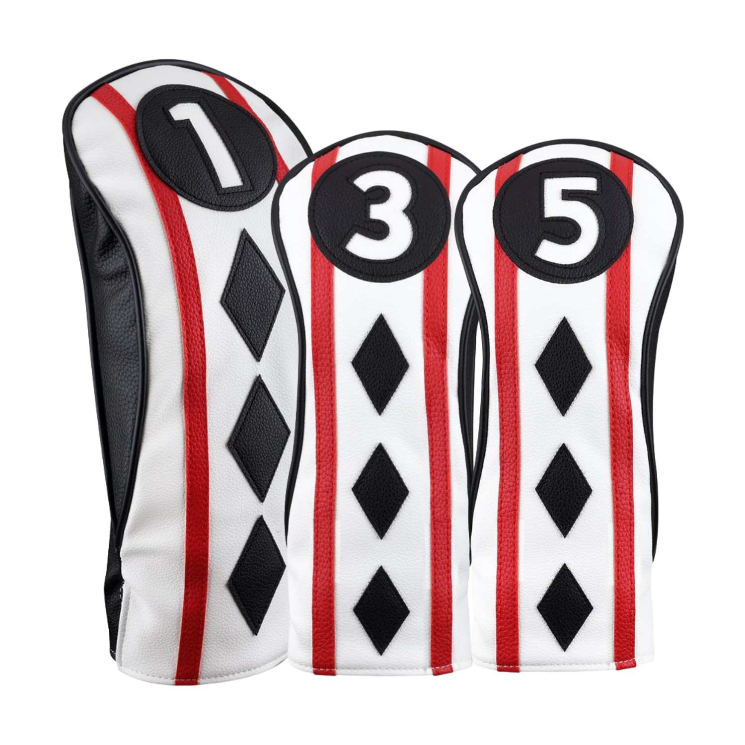 Majek Golf Clubs Club Premium Poker Diamond Protective Hand Made Black Red White Head Covers