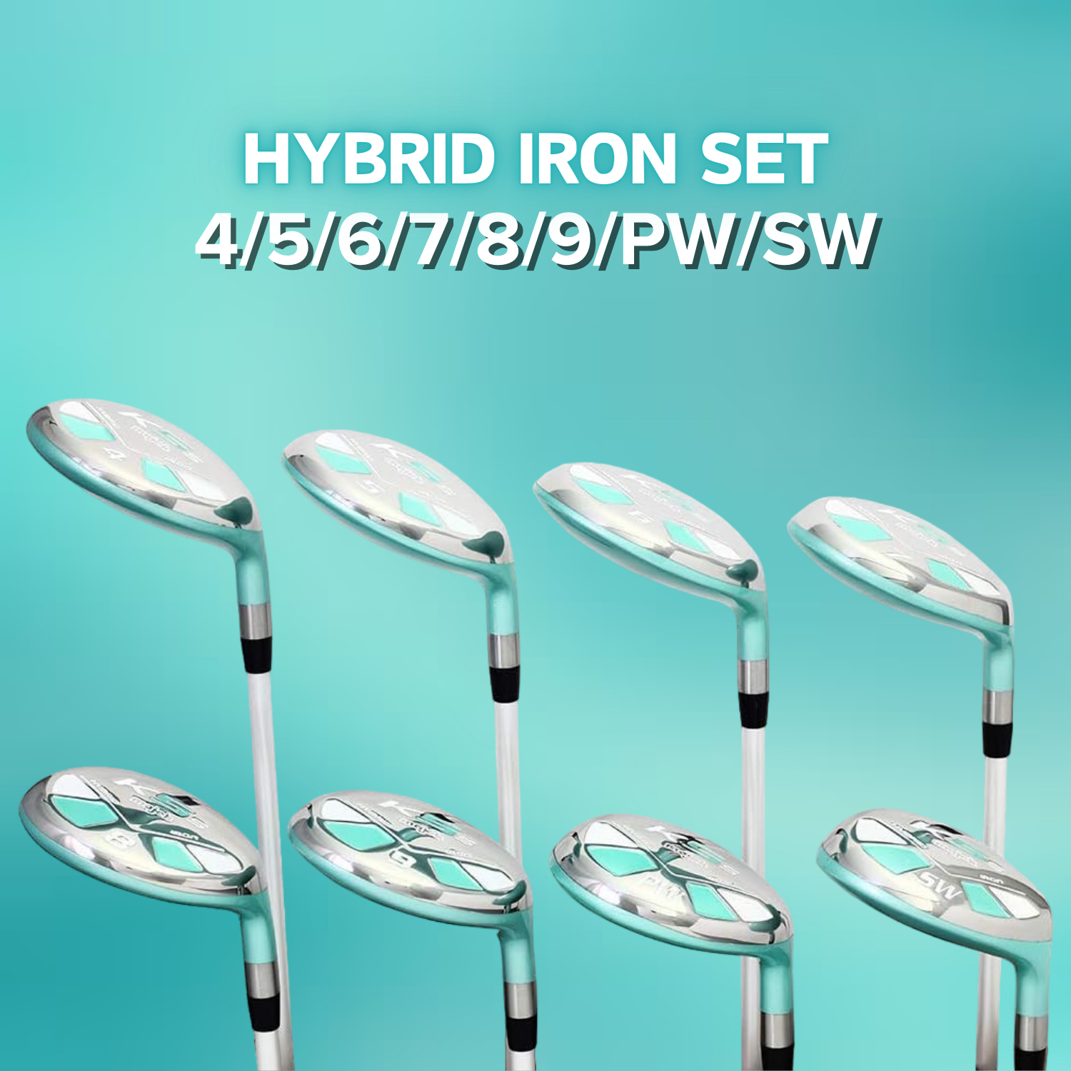 Majek K5s Teal Ladies Golf Hybrids Irons Set Womens All True Hybrid Ultra Light Weight Forgiving Includes 4-SW