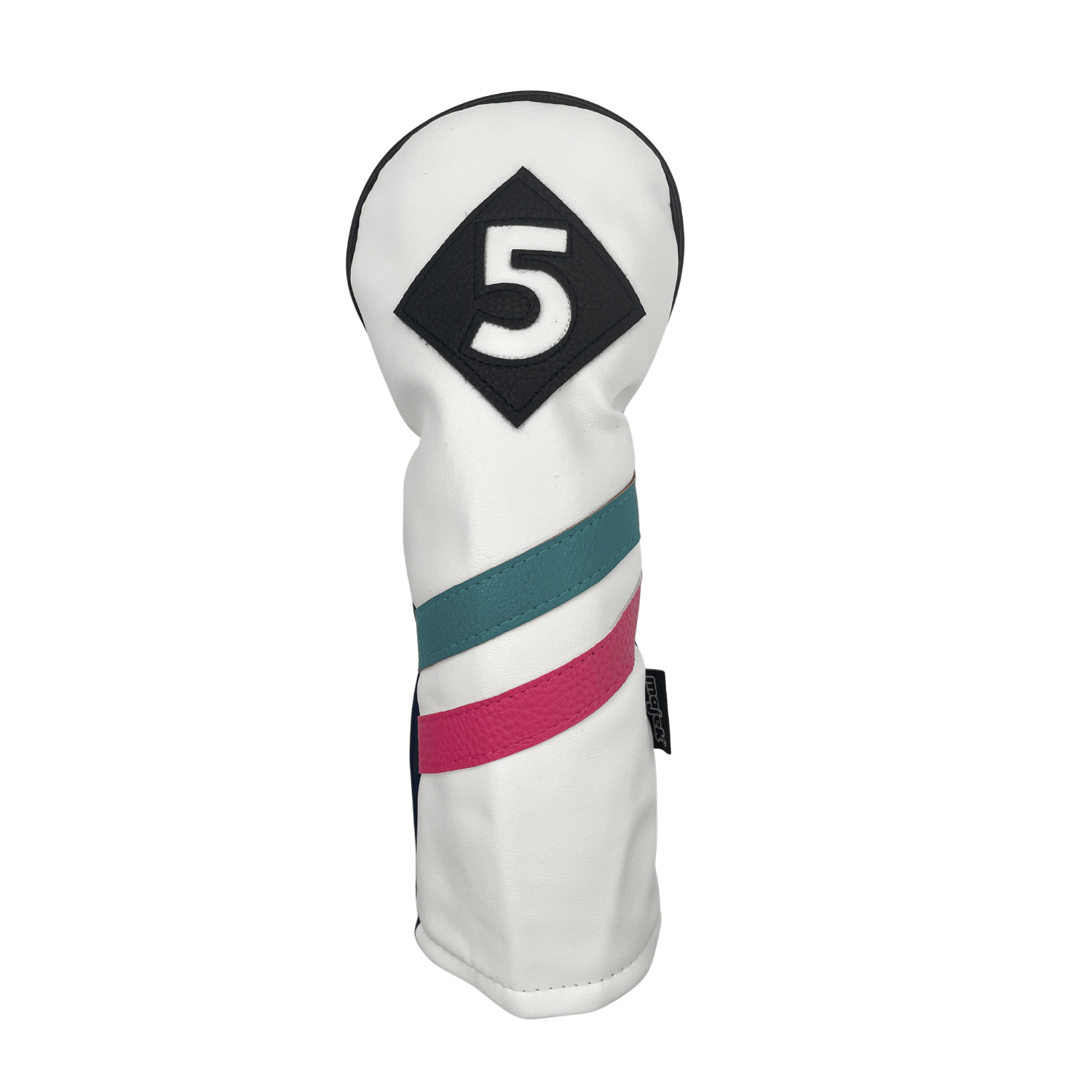 Majek Golf Vintage Headcovers White Seafoam Teal Pink Stripe Premium Retro Leather Style 1 3 5 X H Driver Fairway Hybrid Head Covers Fits 460cc Drivers & Modern Metal Woods