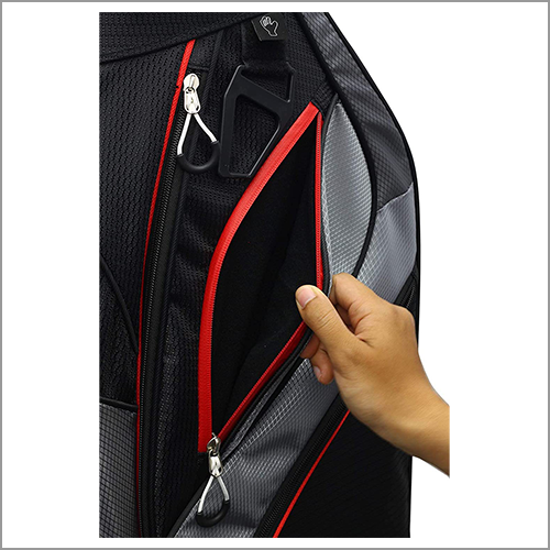 Majek Premium Black Red Charcoal Golf Bag 9.5 inch 14-Way Friendly Separator Top with Putter Sleeve
