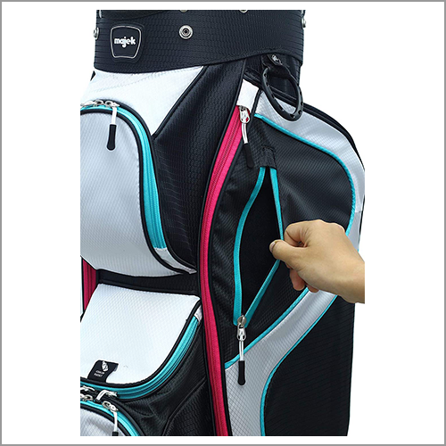 Majek Black White Teal Pink Golf Bag 9 inch 14-Way Friendly Separator Top