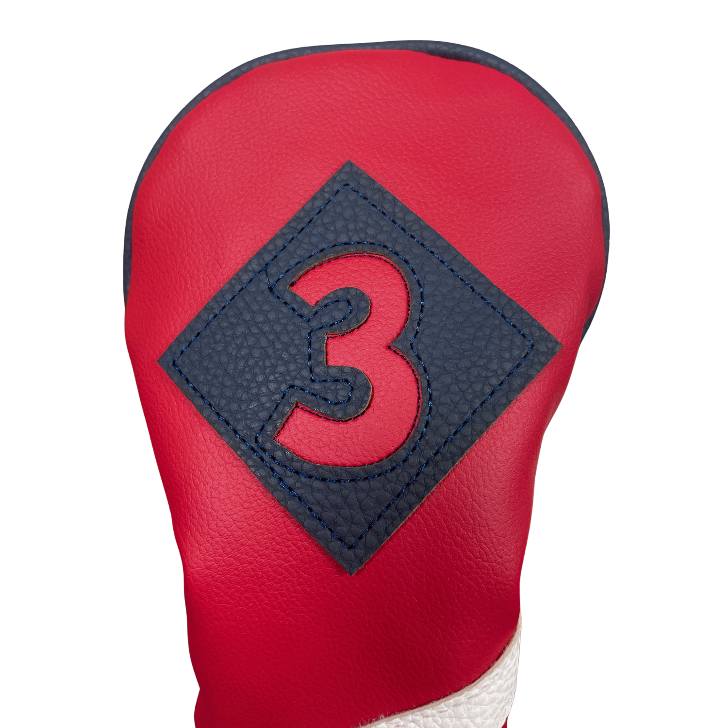 Majek Retro Golf Headcovers Red with White and Blue Stripe Vintage Leather Style 1 3 H Driver Fairway and Hybrid Head Covers Fits 460cc Drivers Classic Look