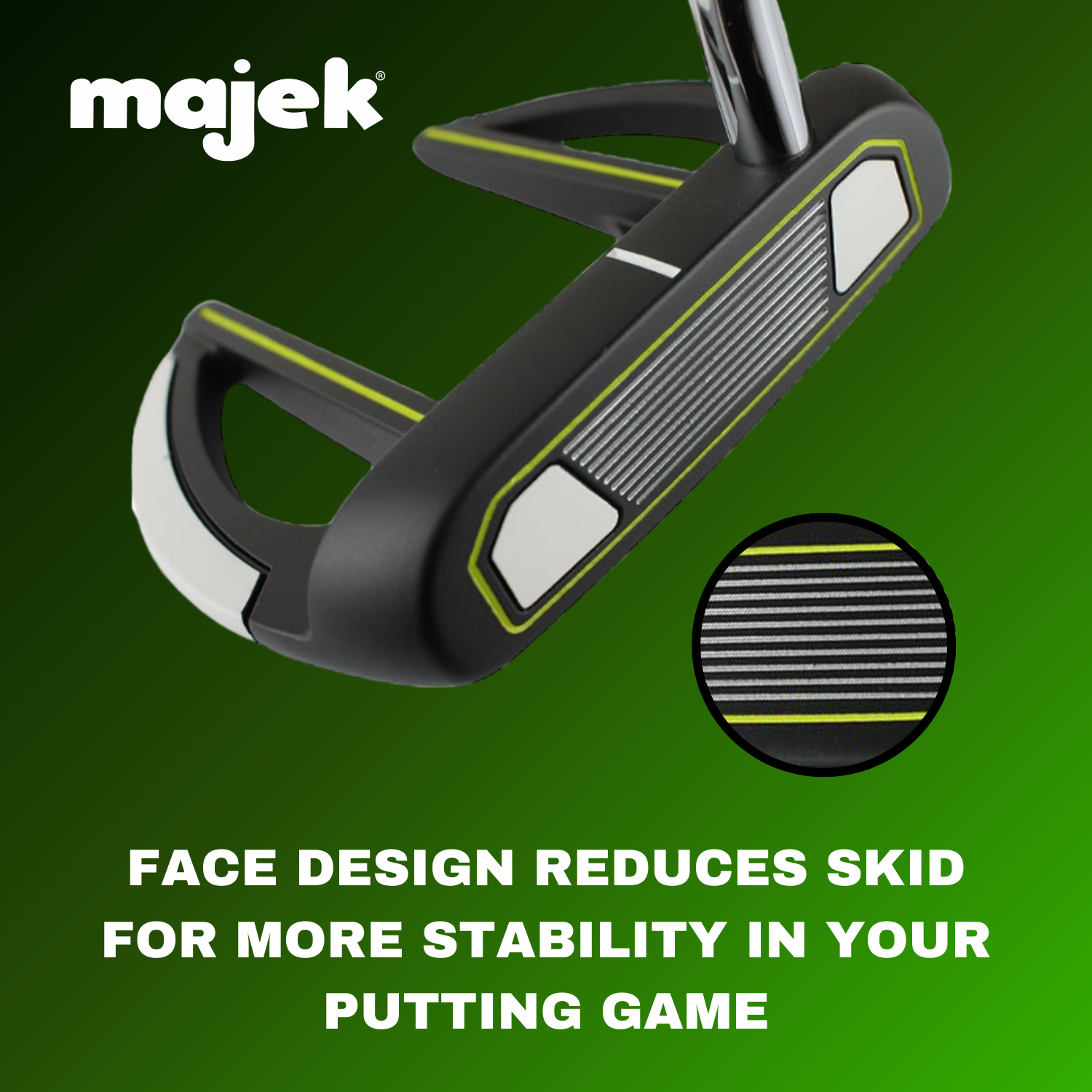 Majek K5 P-202 Lime and Black Golf Putter Men's Club Claw Style Forgiving Mallet Perfect for Lining up Your Putts